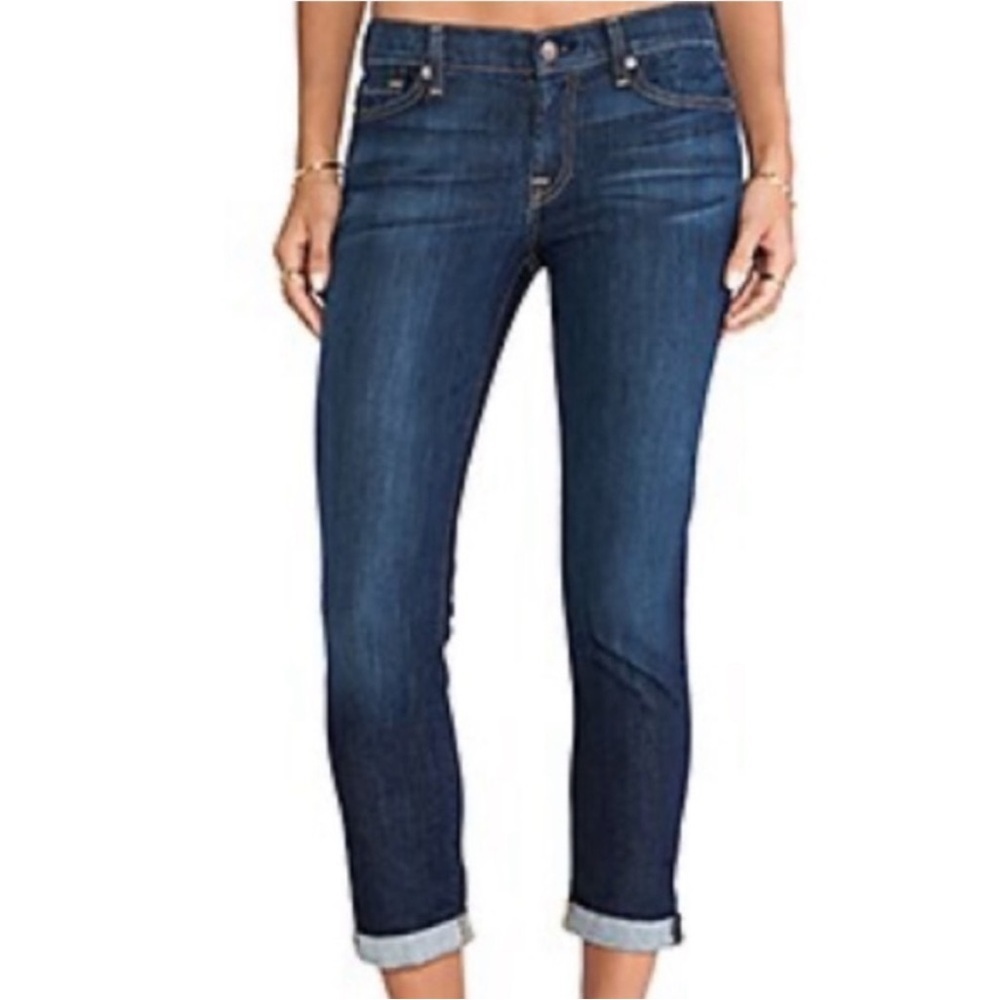 7 For All Mankind Women's Skinny Jeans - Dark Blue crop and roll size 30